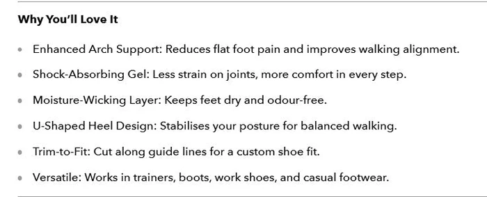 2-Piece Premium Orthotic UK Gel Insoles | Orthopedic Support for Flat Feet & Foot Health